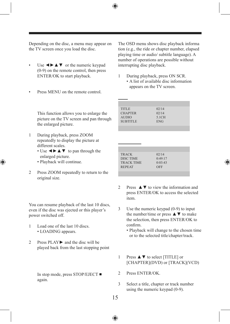 Disc operation | Electrocompaniet EMP 1 User Manual | Page 15 / 36