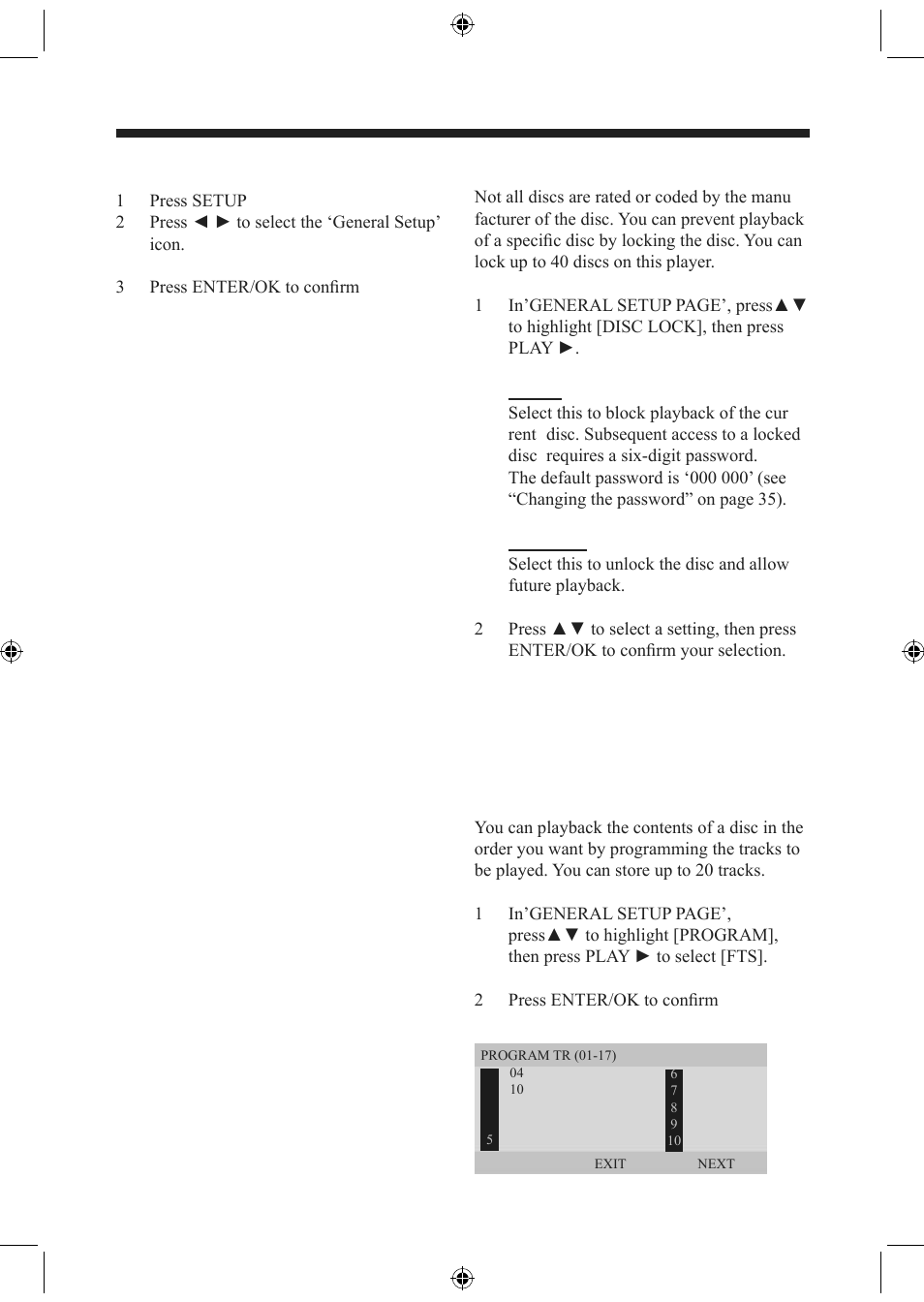 Setup menu | Electrocompaniet EMP 1 User Manual | Page 22 / 36