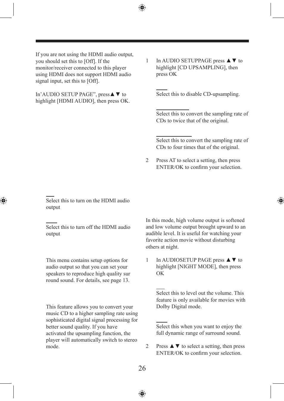 Setup menu | Electrocompaniet EMP 1 User Manual | Page 26 / 36