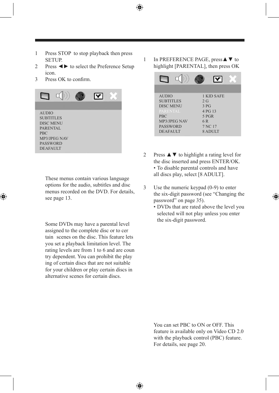 Setup menu | Electrocompaniet EMP 1 User Manual | Page 31 / 36