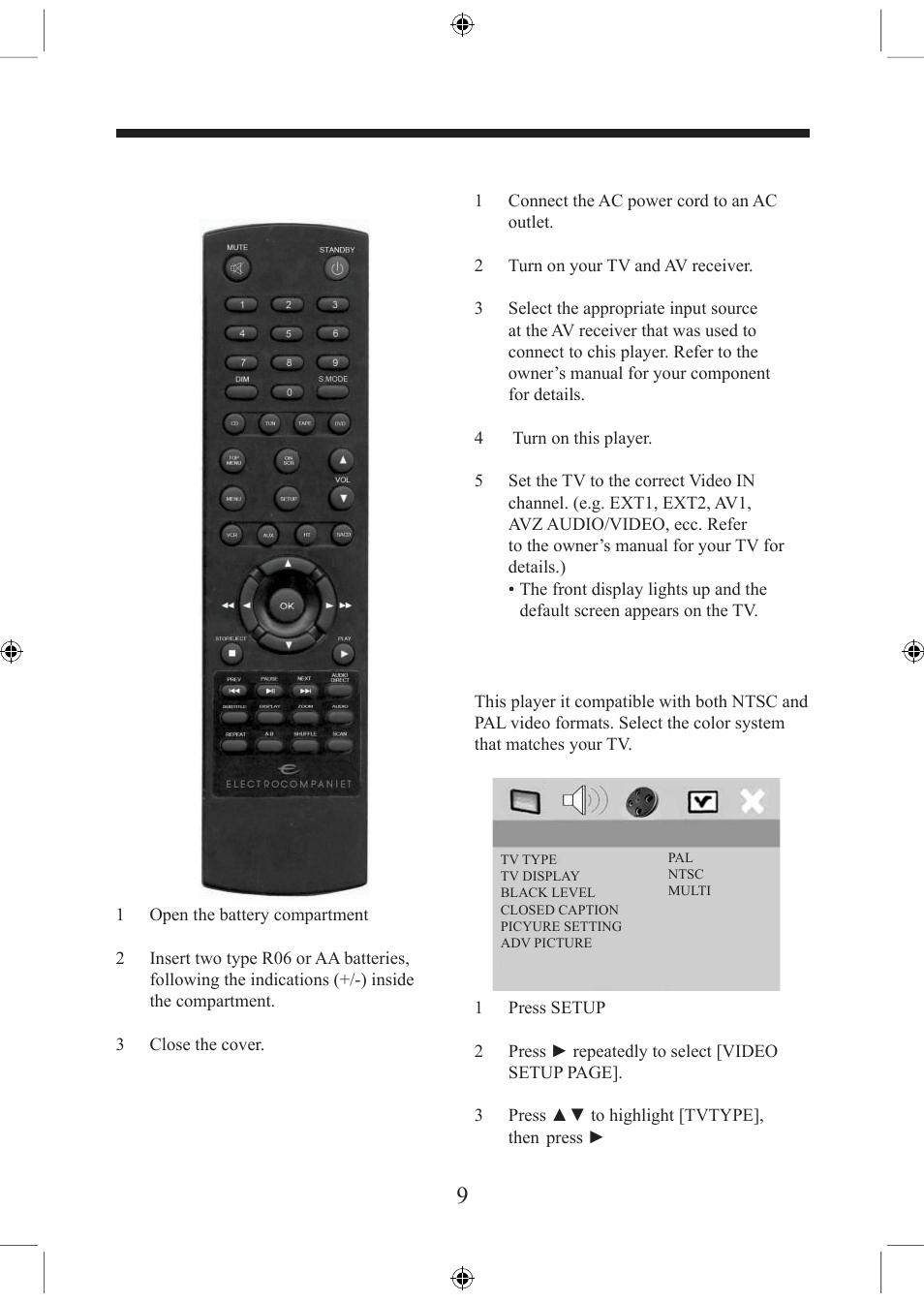 Getting started | Electrocompaniet EMP 1 User Manual | Page 9 / 36