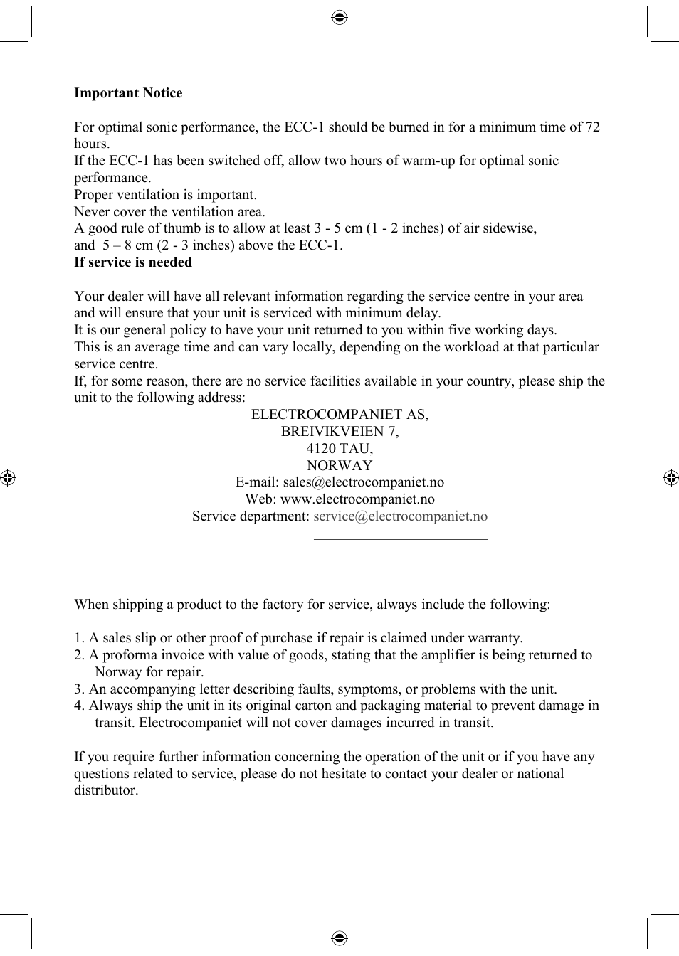 Electrocompaniet ECC 1 User Manual | Page 6 / 8