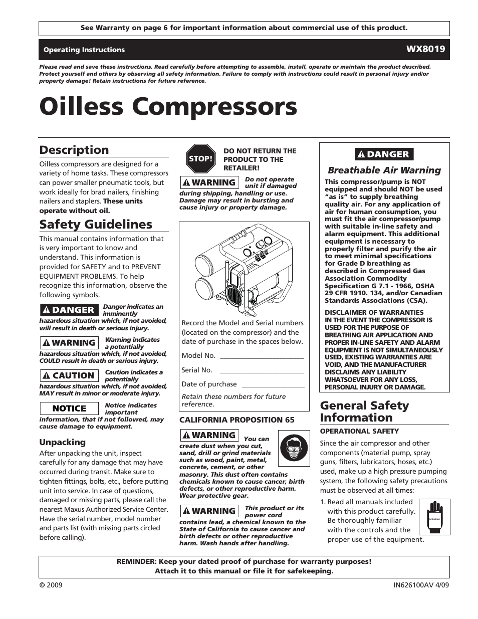 Campbell Hausfeld IN626100AV User Manual | 24 pages