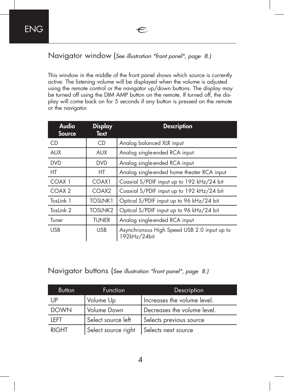 Navigator buttons, Navigator window | Electrocompaniet PI 2D User Manual | Page 4 / 12