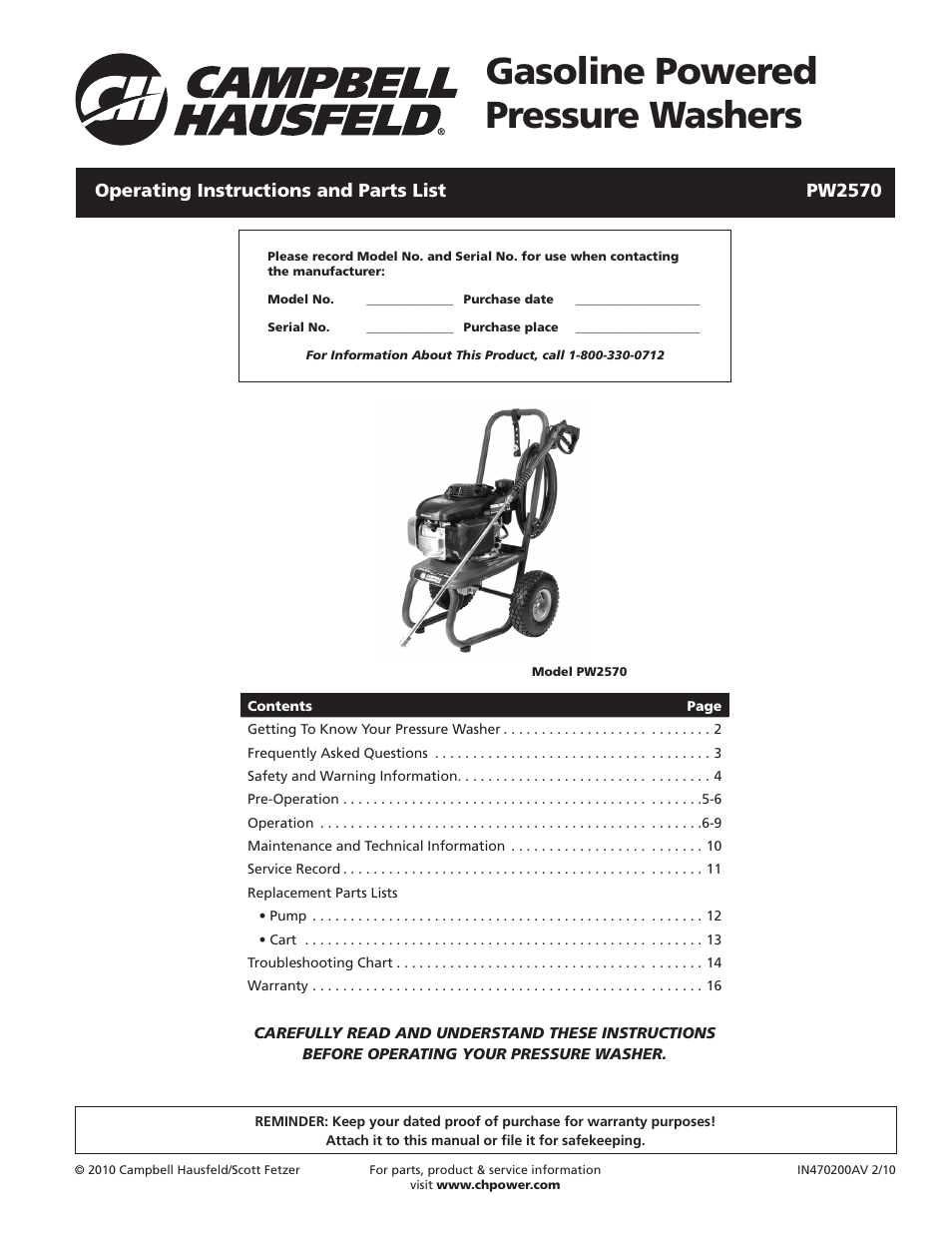 Campbell Hausfeld IN470200AV User Manual | 32 pages