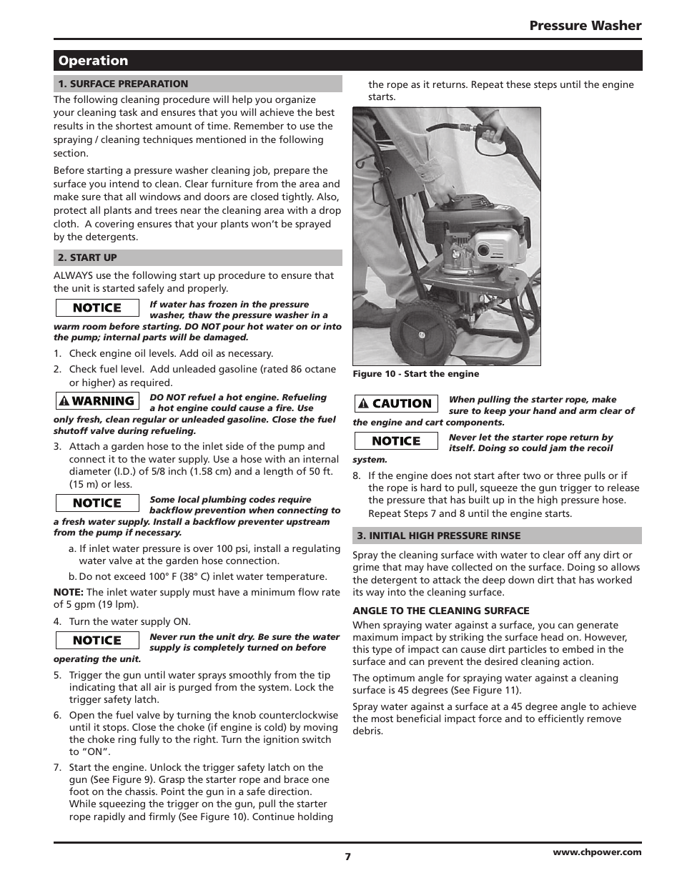 Pressure washer, Operation | Campbell Hausfeld IN470200AV User Manual | Page 7 / 32