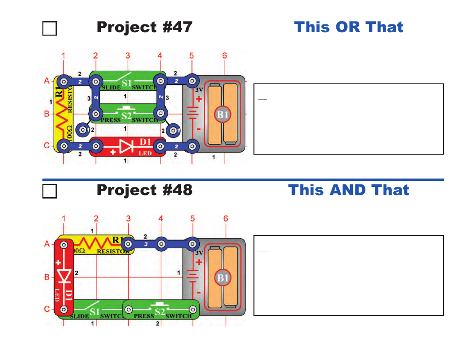 Project #47, This or that project #48, This and that | Elenco Projects 1-101 User Manual | Page 25 / 48