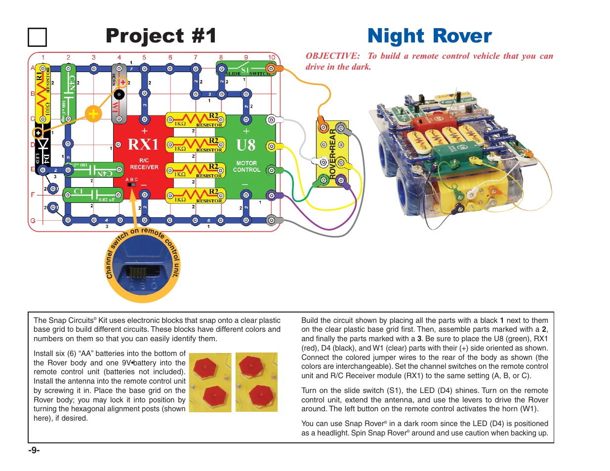 Project #1, Night rover | Elenco R/C Snap Rover® User Manual | Page 10 / 24