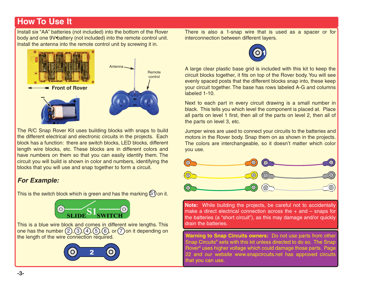 How to use it, For example | Elenco R/C Snap Rover® User Manual | Page 4 / 24