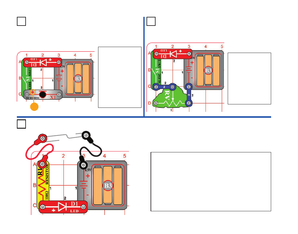 Project a17, Conduction detector project a15 microphone control, Project a16 adjustable brightness | Elenco XP&trade User Manual | Page 22 / 64