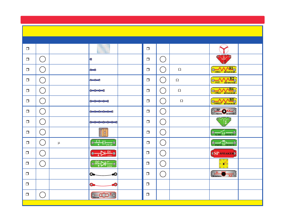 Parts list | Elenco XP&trade User Manual | Page 3 / 64