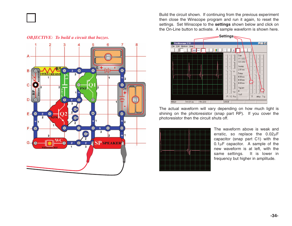 Project #pc21 buzzing in the dark pc | Elenco Projects PC1-PC73 User Manual | Page 35 / 60