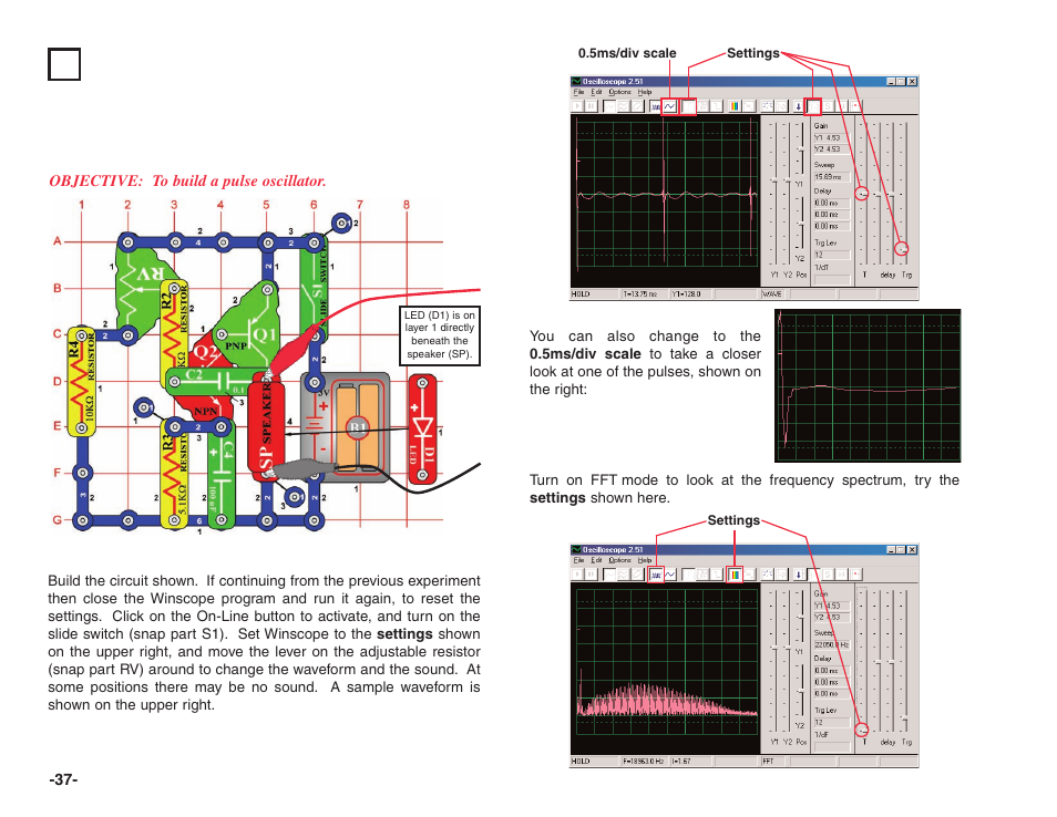 Project #pc23 sound pulse oscillator pc | Elenco Projects PC1-PC73 User Manual | Page 38 / 60