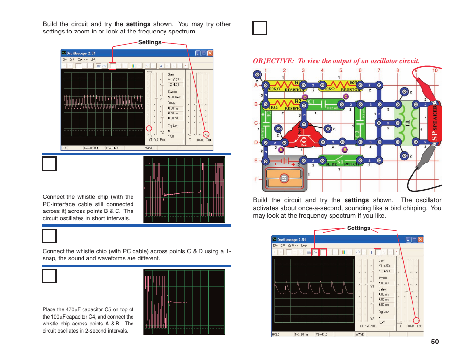 Project #pc53 bird sounds pc, Project #pc50, Project #pc51 | Project #pc52 | Elenco Projects PC1-PC73 User Manual | Page 51 / 60