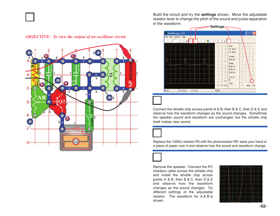 Project #pc59 variable oscillator pc, Project #pc60, Project #pc61 | Project #pc62 | Elenco Projects PC1-PC73 User Manual | Page 53 / 60