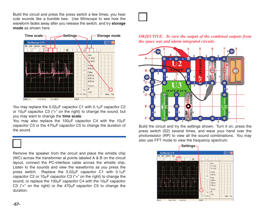 Project #pc71 space war alarm combo pc, Project #pc70 | Elenco Projects PC1-PC73 User Manual | Page 58 / 60