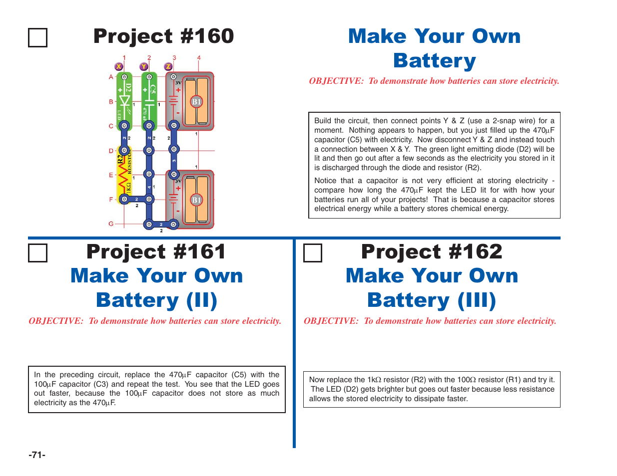 Project #160, Make your own battery | Elenco Electronics 202 User Manual | Page 72 / 132