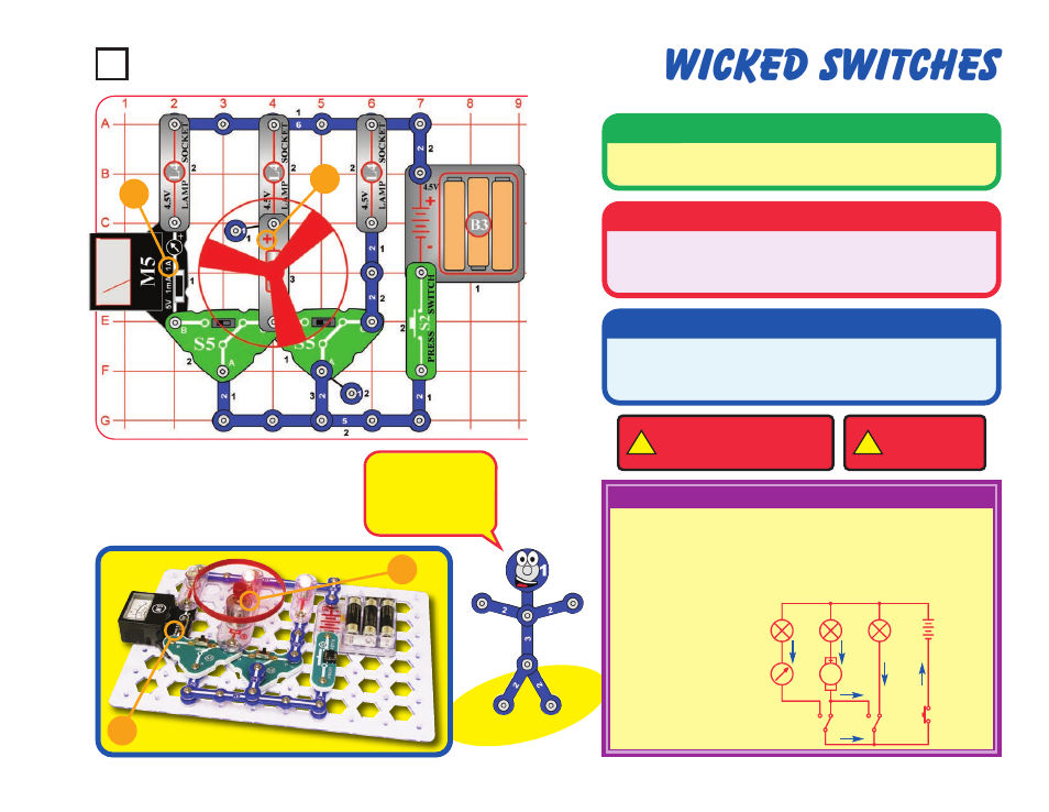 Wicked switches, Project #3, Assembly | Operation, Description | Elenco Snaptricity® User Manual | Page 13 / 92