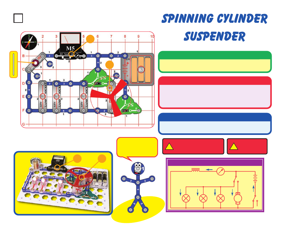 Spinning cylinder suspender, Project #4 | Elenco Snaptricity® User Manual | Page 14 / 92