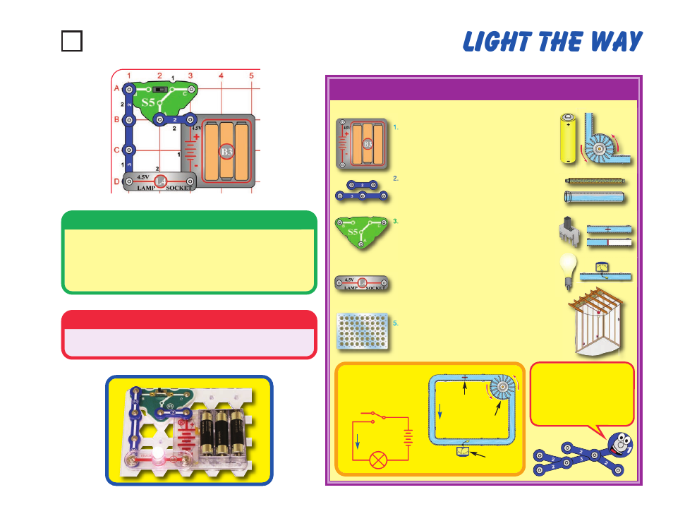 Light the way, Project #9, Educational corner | Assembly, Operation | Elenco Snaptricity® User Manual | Page 19 / 92