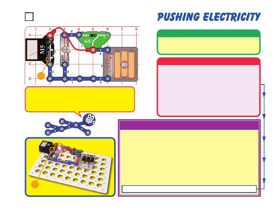 Pushing electricity, Project #11, Educational corner | Assembly, Operation | Elenco Snaptricity® User Manual | Page 21 / 92