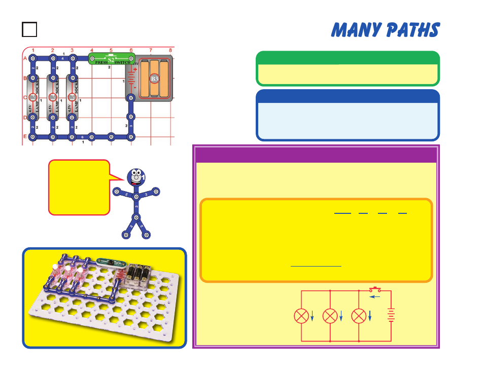 Many paths, Project #18, Educational corner | Assembly, Description | Elenco Snaptricity® User Manual | Page 28 / 92