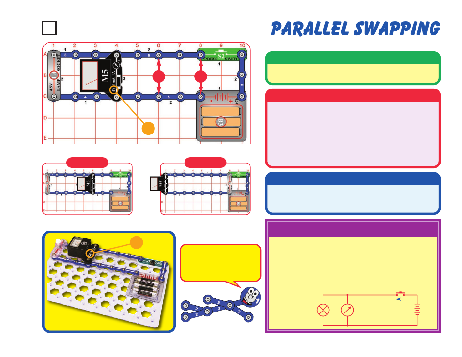 Parallel swapping, Project #19, Educational corner | Operation, Description, Assembly | Elenco Snaptricity® User Manual | Page 29 / 92