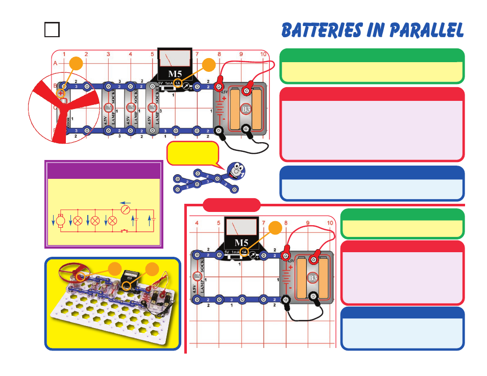 Batteries in parallel, Project #23, Part b | Operation, Description, Assembly educational corner | Elenco Snaptricity® User Manual | Page 33 / 92