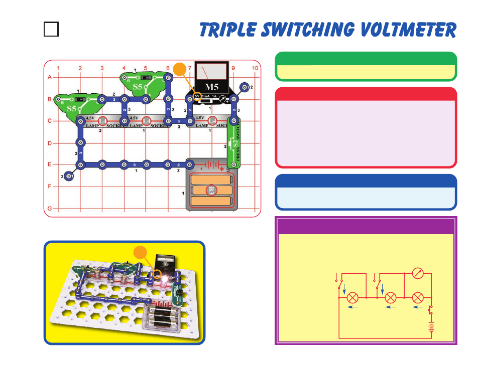 Triple switching voltmeter, Project #27 | Elenco Snaptricity® User Manual | Page 37 / 92