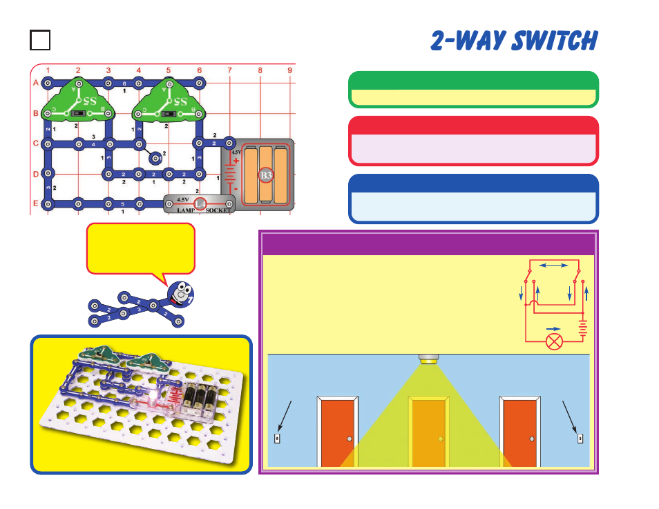 Way switch, Project #32, Educational corner | Operation, Description, Assembly | Elenco Snaptricity® User Manual | Page 42 / 92