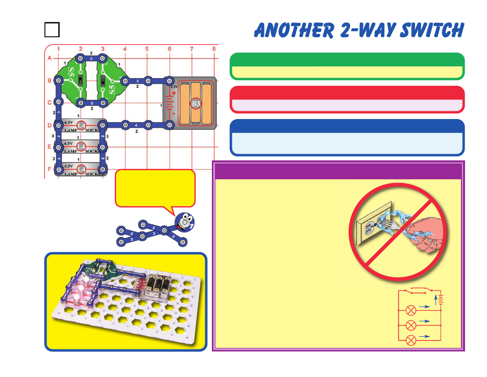 Another 2-way switch, Project #33, Educational corner | Operation, Description, Assembly | Elenco Snaptricity® User Manual | Page 43 / 92