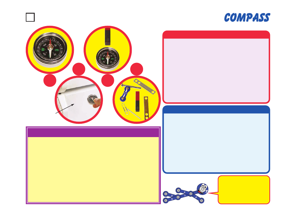 Compass, Project #43, Educational corner | Operation, Description | Elenco Snaptricity® User Manual | Page 53 / 92