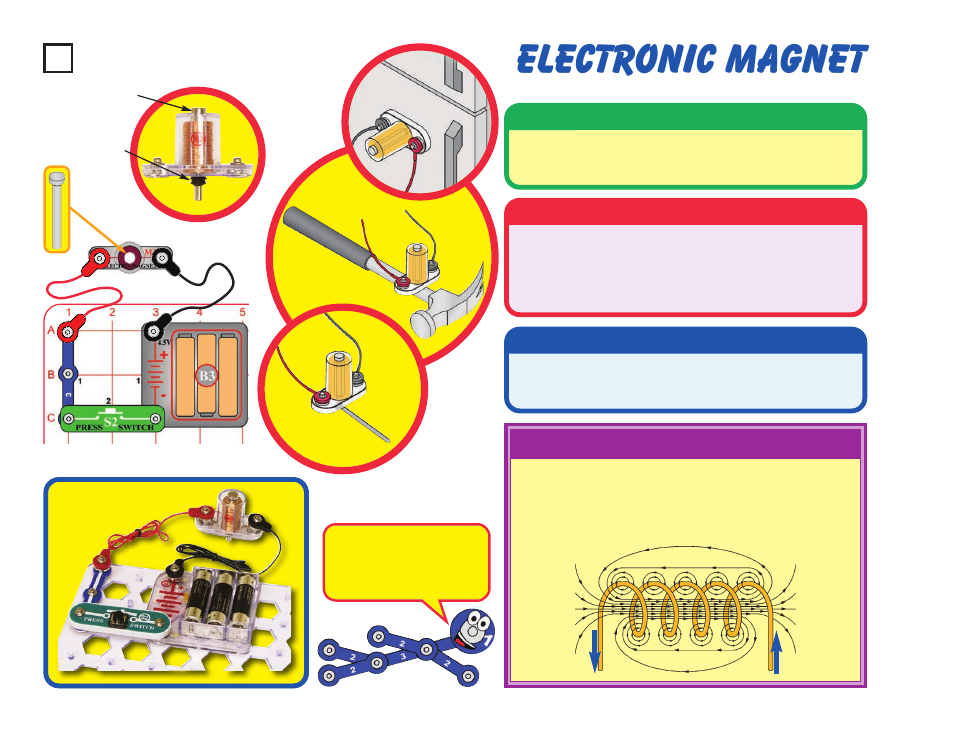 Electronic magnet, Project #46 | Elenco Snaptricity® User Manual | Page 56 / 92