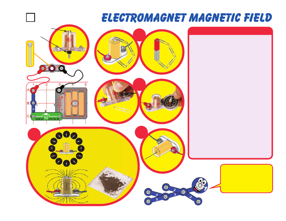 Electromagnet magnetic field, Project #47, Operation | Elenco Snaptricity® User Manual | Page 57 / 92