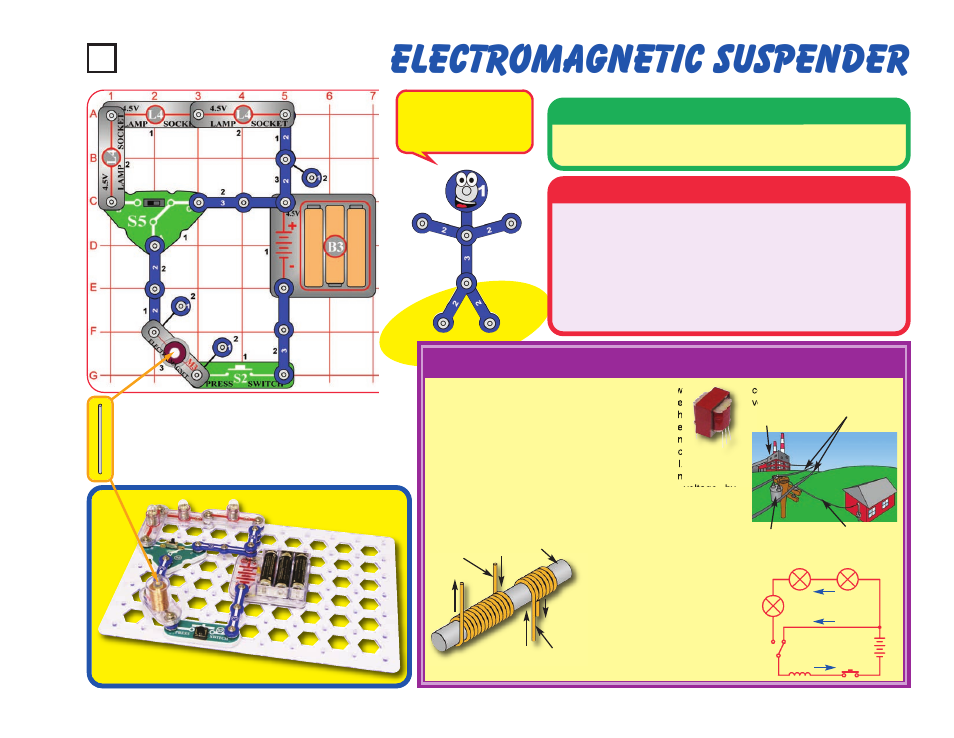 Electromagnetic suspender, Project #49, Educational corner | Operation, Assembly | Elenco Snaptricity® User Manual | Page 59 / 92