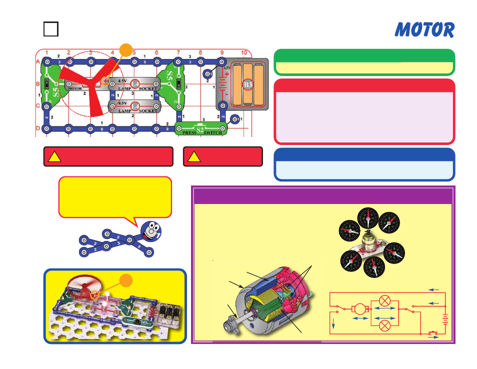 Motor, Project #53, Educational corner | Description, Operation, Assembly | Elenco Snaptricity® User Manual | Page 63 / 92
