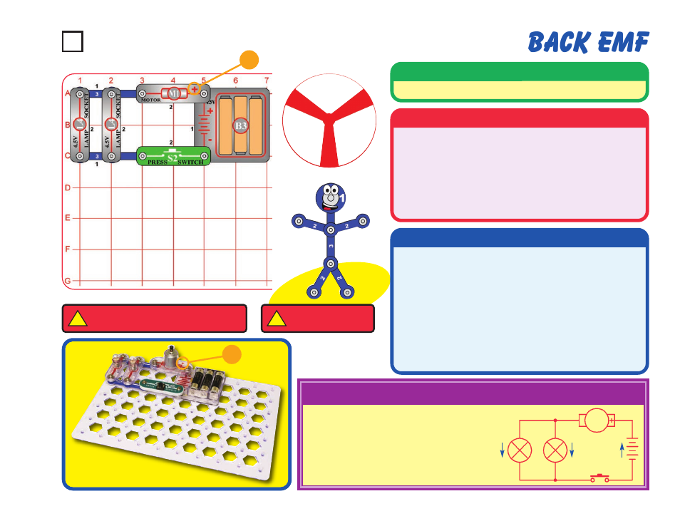 Back emf, Project #55, Educational corner | Assembly, Description, Operation | Elenco Snaptricity® User Manual | Page 65 / 92