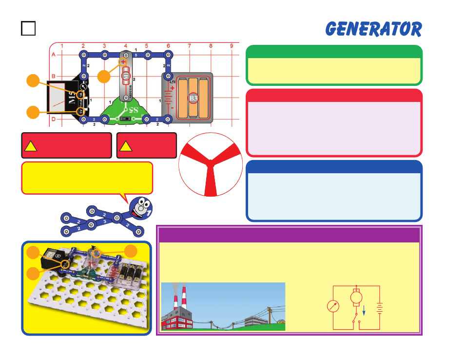 Generator, Project #56, Educational corner | Description, Operation, Assembly | Elenco Snaptricity® User Manual | Page 66 / 92