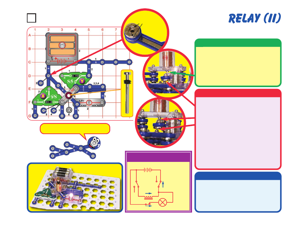 Relay (ii), Project #63, Educational corner | Description, Operation, Assembly | Elenco Snaptricity® User Manual | Page 73 / 92