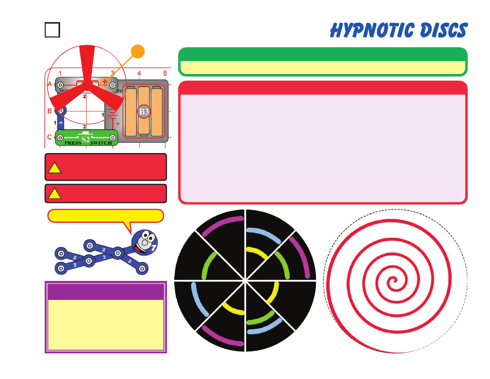 Hypnotic discs, Project #73, Assembly | Operation educational corner | Elenco Snaptricity® User Manual | Page 83 / 92