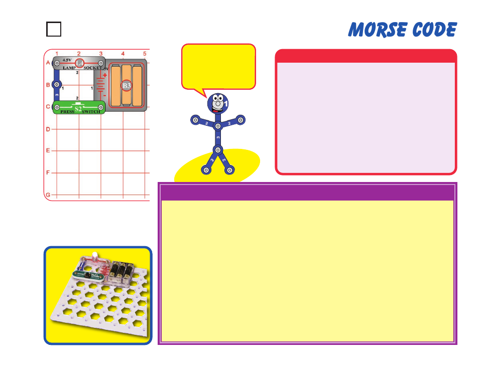 Morse code, Project #75, Educational corner | Operation | Elenco Snaptricity® User Manual | Page 85 / 92