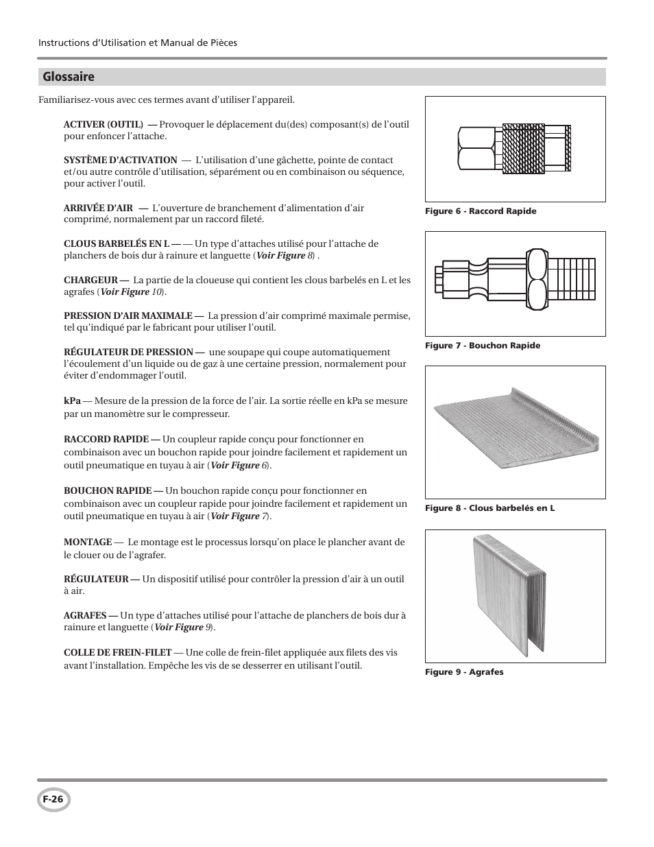 Glossaire | Campbell Hausfeld Air Powered Flooring Nailer / Stapler CHN50300 User Manual | Page 26 / 56