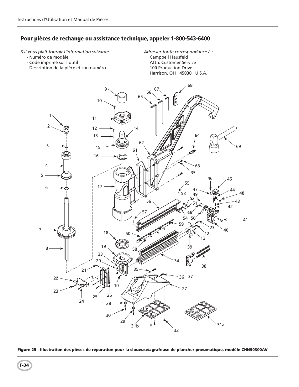 Campbell Hausfeld Air Powered Flooring Nailer / Stapler CHN50300 User Manual | Page 34 / 56