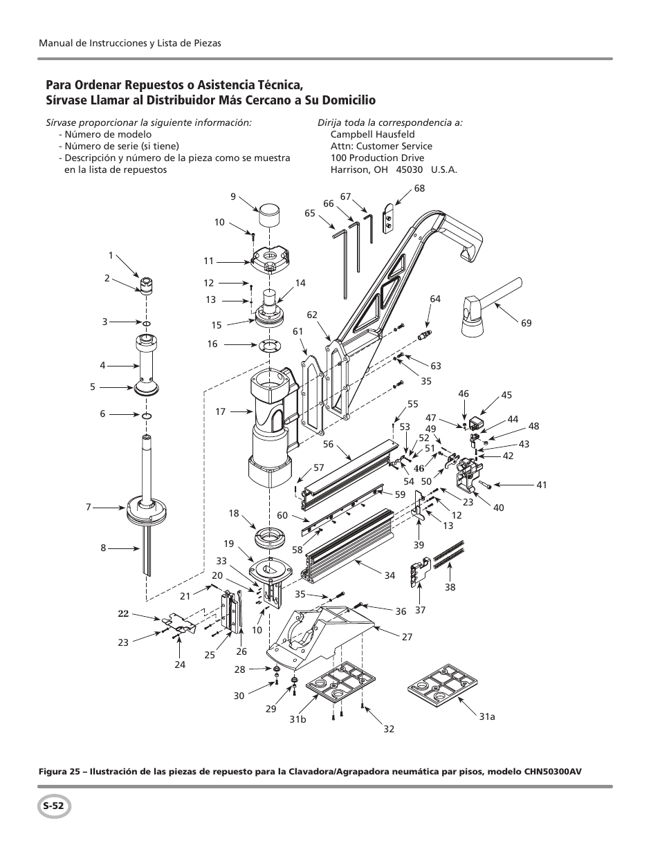 Campbell Hausfeld Air Powered Flooring Nailer / Stapler CHN50300 User Manual | Page 52 / 56