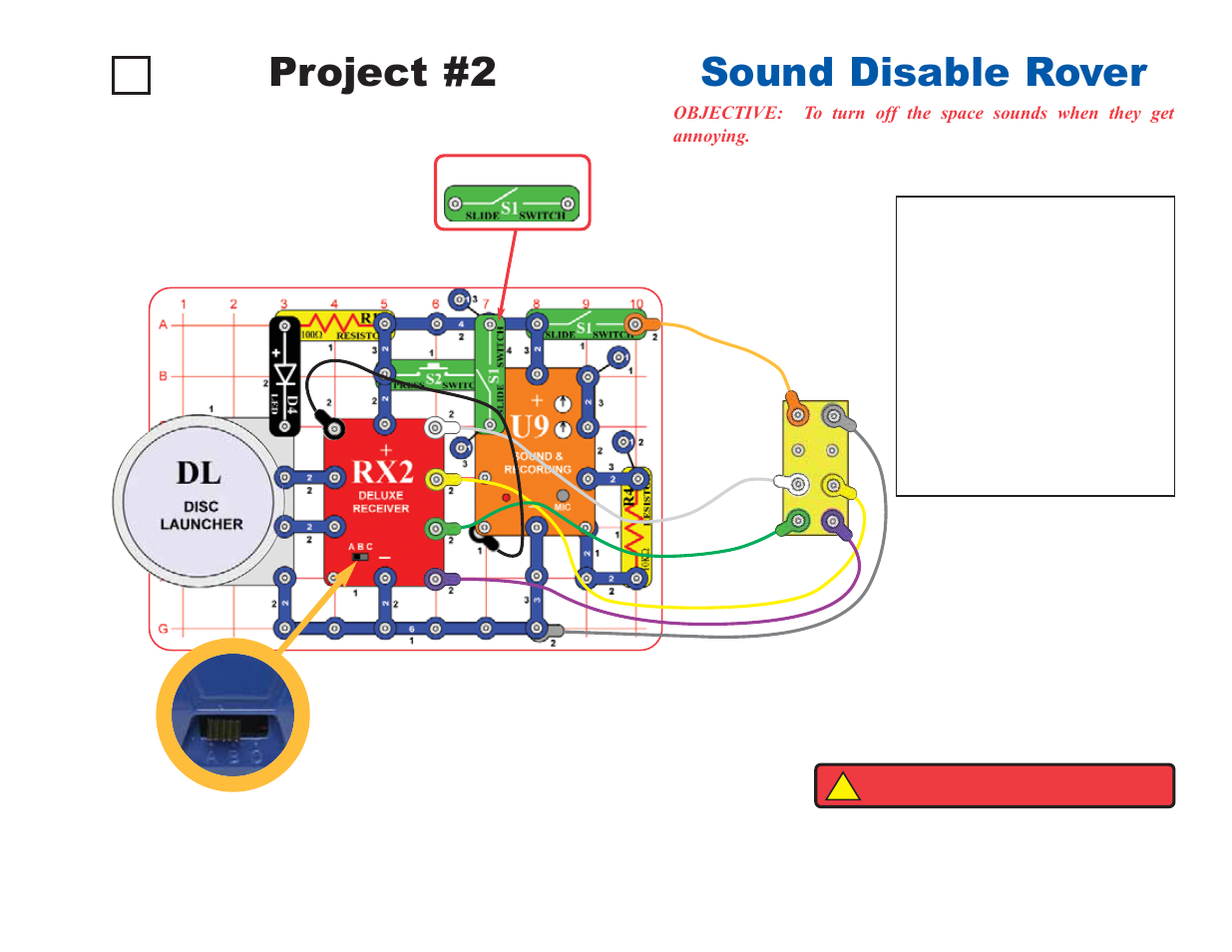 Project #2, Sound disable rover | Elenco Deluxe Snap Rover® User Manual | Page 13 / 48