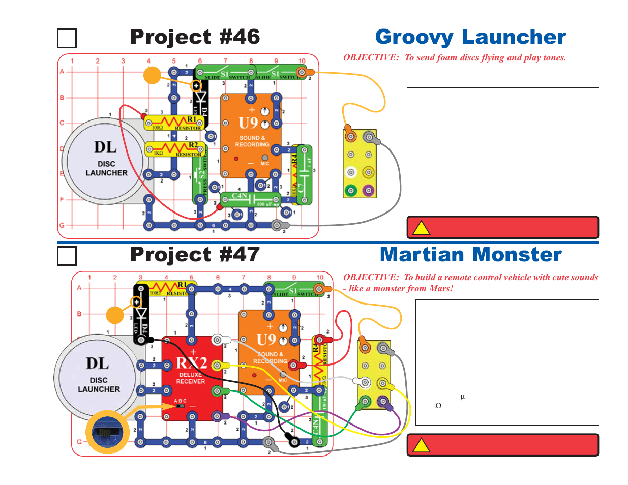 Project #47 martian monster project #46, Groovy launcher | Elenco Deluxe Snap Rover® User Manual | Page 35 / 48