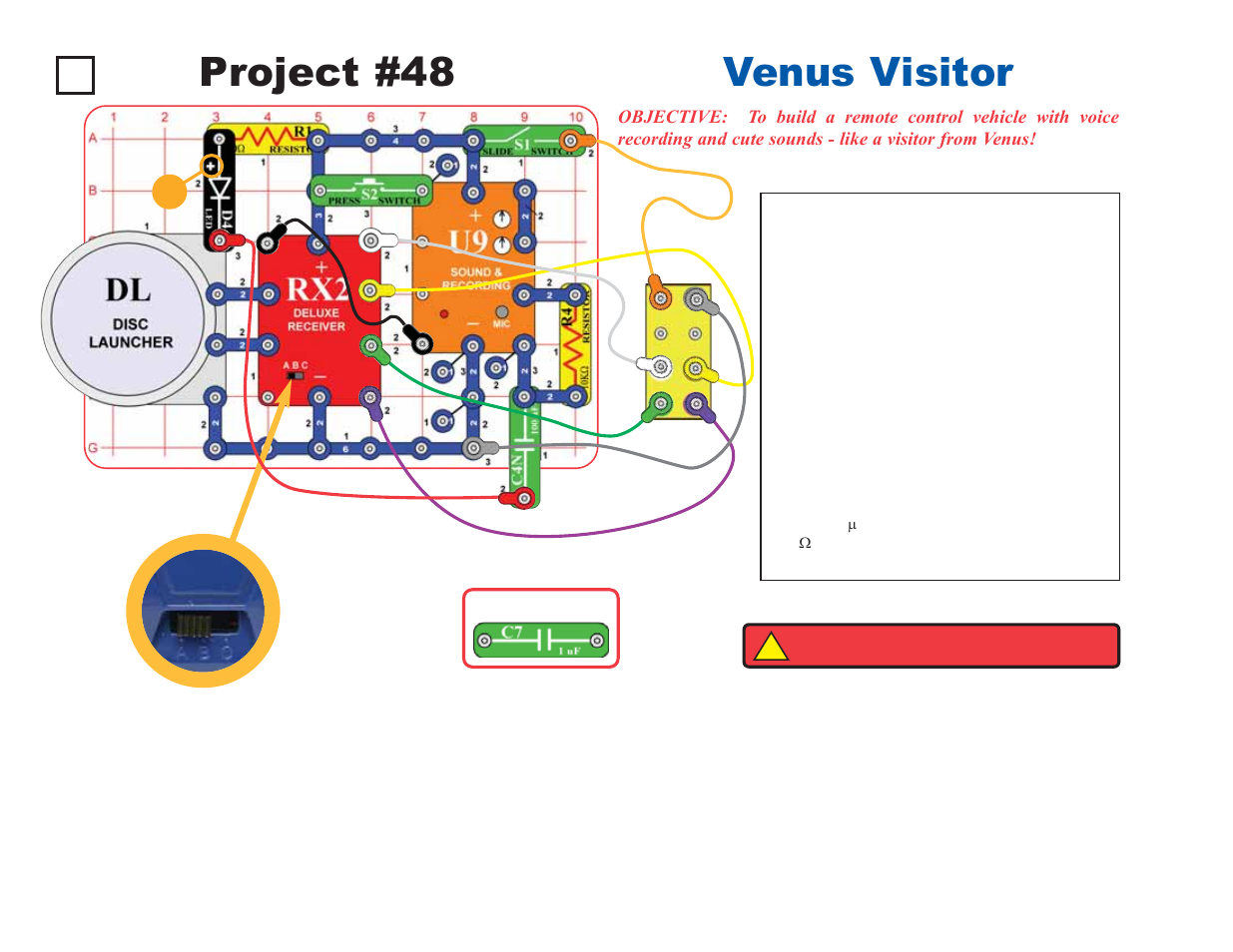 Project #48 venus visitor | Elenco Deluxe Snap Rover® User Manual | Page 36 / 48