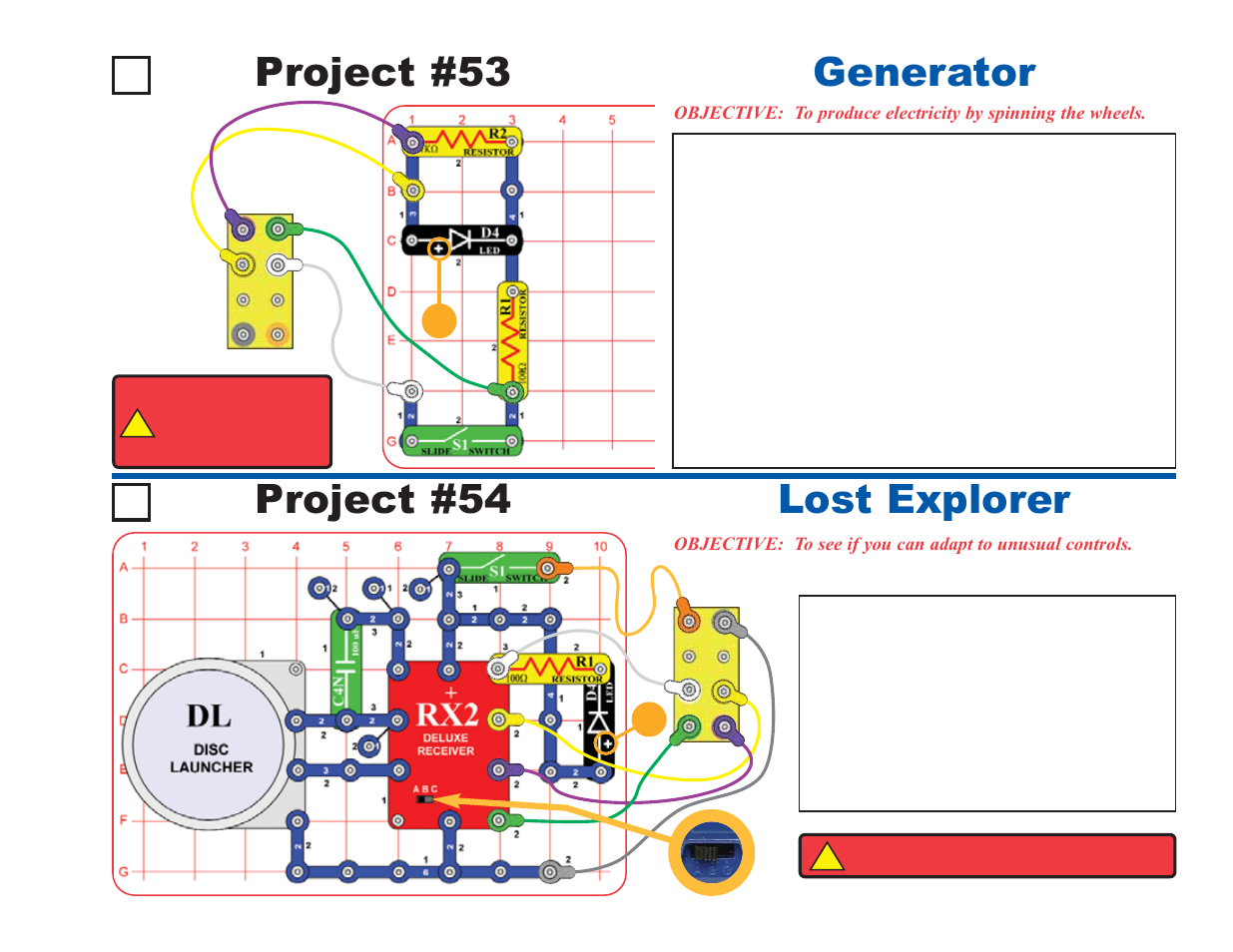 Project #54 lost explorer project #53, Generator | Elenco Deluxe Snap Rover® User Manual | Page 39 / 48