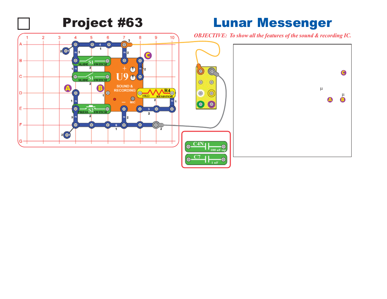 Project #63, Lunar messenger | Elenco Deluxe Snap Rover® User Manual | Page 44 / 48