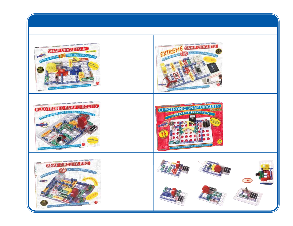 Other snap circuits, Products, Snap circuits | Extreme, Snaptricity, Mini kits | Elenco Deluxe Snap Rover® User Manual | Page 45 / 48